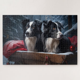 Border Collie Schnee-Schlitten Weihnachtsdekoratio