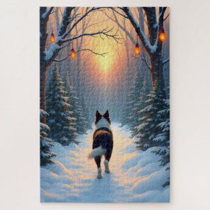 Border Collie Schneewald Spaziergang Urlaubsbild