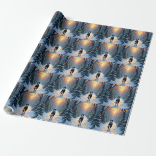 Border Collie Schneewald Spaziergang Urlaubsbild Geschenkpapier