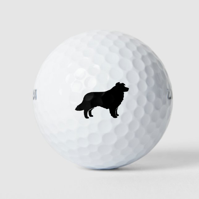 Border Collie Silhouette Golfball (Vorderseite)