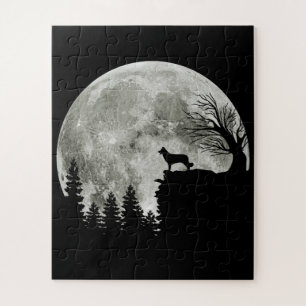 Border Collie Silhouette on Mountain Halloween Dog