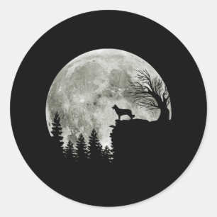 Border Collie Silhouette on Mountain Halloween Dog Runder Aufkleber