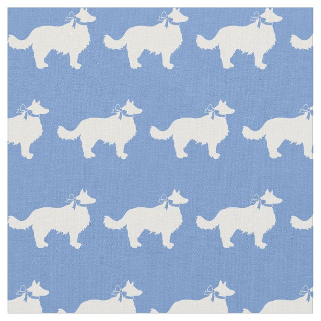 Border Collie Silhouette Pet Light Blue Stoff (Nahaufnahme)