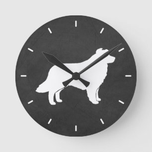 Border Collie Silhouette Runde Wanduhr
