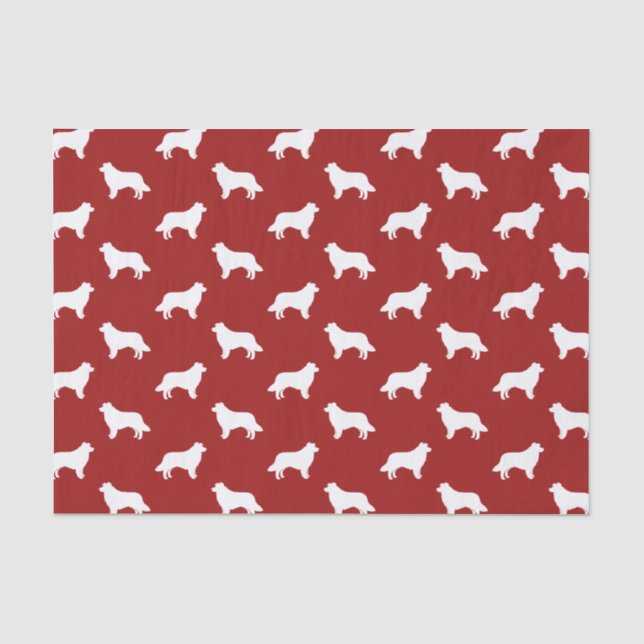 Border Collie Silhouetten Muster Red Seidenpapier (Vorderseite)