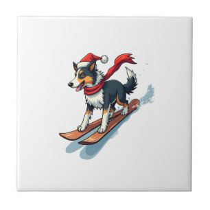 Border Collie-Snowboarder Fliese