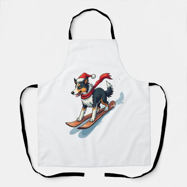 Border Collie Snowboarder Hund Schürze (Vorderseite)