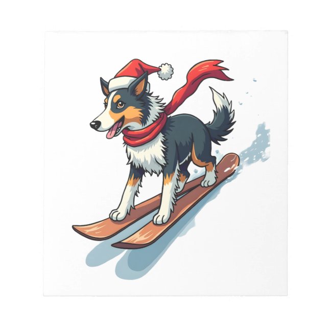 Border-Collie-Snowboarder Notizblock (Vorderseite)