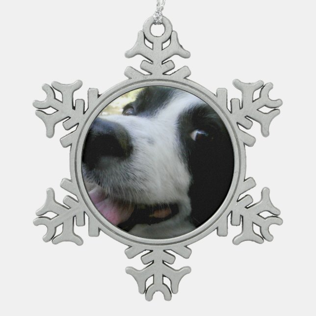 Border Collie Snowflake Ornament (Vorderseite)