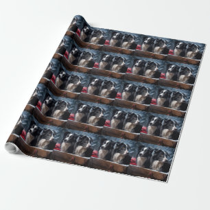 Border Collie Snowy Sleigh Weihnachtsdekor Geschenkpapier