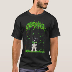 Border Collie St Patricks Day Irish Kleeblatt Dog  T-Shirt