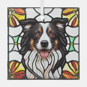 Border Collie "Stached Glass" Ornament Aus Glas