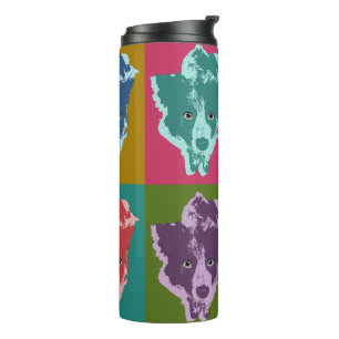 Border Collie Stare Pop Art Thermosbecher