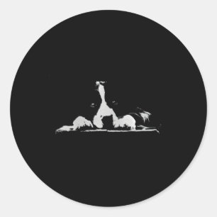 Border Collie Stare White Minimalistic Runder Aufkleber