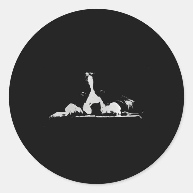 Border Collie Stare White Minimalistic Runder Aufkleber (Vorderseite)