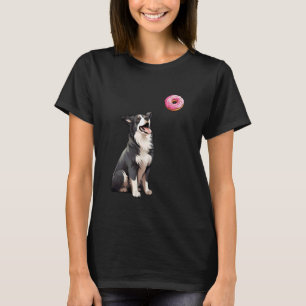 Border Collie Staring at Donut, Funny Border Colli T-Shirt