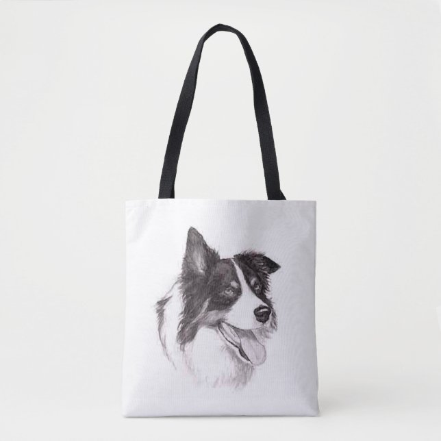Border Collie Tote Bag Tasche (Vorderseite)