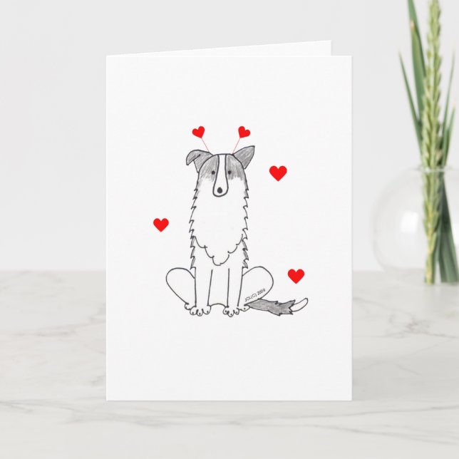 Border-Collie-Valentinsgruß-Ohren Feiertagskarte (Vorderseite)