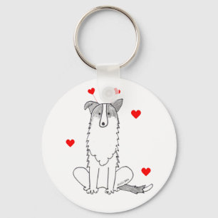 Border-Collie-Valentinsgruß-Ohren Schlüsselanhänger
