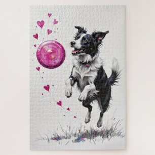 Border Collie Valentinstag Herzscheibe Fangen