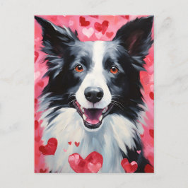 Border Collie Valentinstag Postkarte