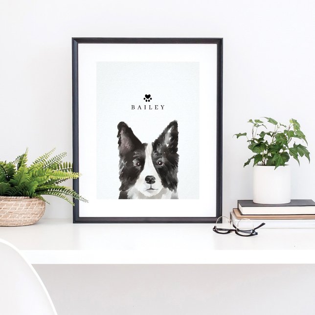 Border Collie Watercolor Illustration Dog's Name Poster (Von Creator hochgeladen)
