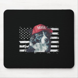 Border Collie Wearing Mega Hat American Flag Hunde Mousepad
