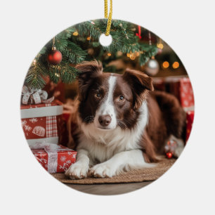 Border Collie Weihnachten Keramik Ornament