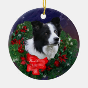 Border Collie Weihnachten Keramik Ornament