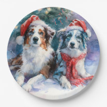 Border Collie Weihnachten-Papierteller
