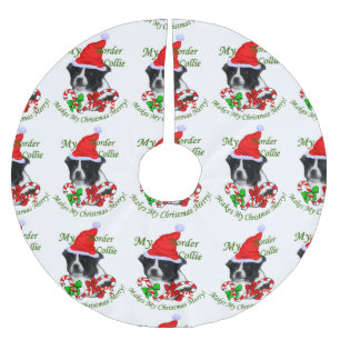 Border-Collie-Weihnachten Polyester Weihnachtsbaumdecke