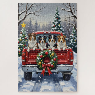 Border Collie Weihnachten Rotes Lastwagen Ferien
