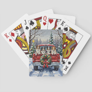 Border Collie Weihnachten Rotes Lastwagen Ferien Spielkarten