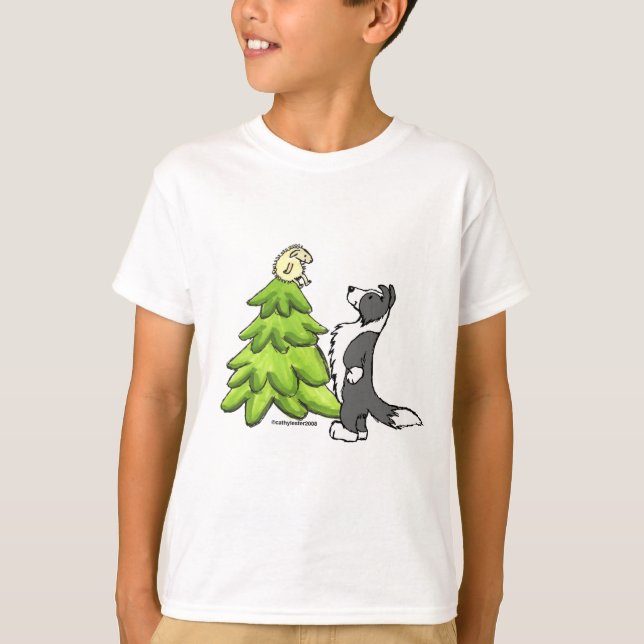 Border-Collie-Weihnachten T-Shirt (Vorderseite)