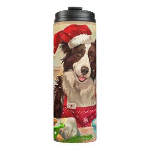 Border Collie Weihnachtsbäckerei: Festliches Weihn Thermosbecher