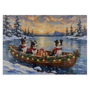 Border Collie Weihnachtsboot Urlaub Schneidebrett