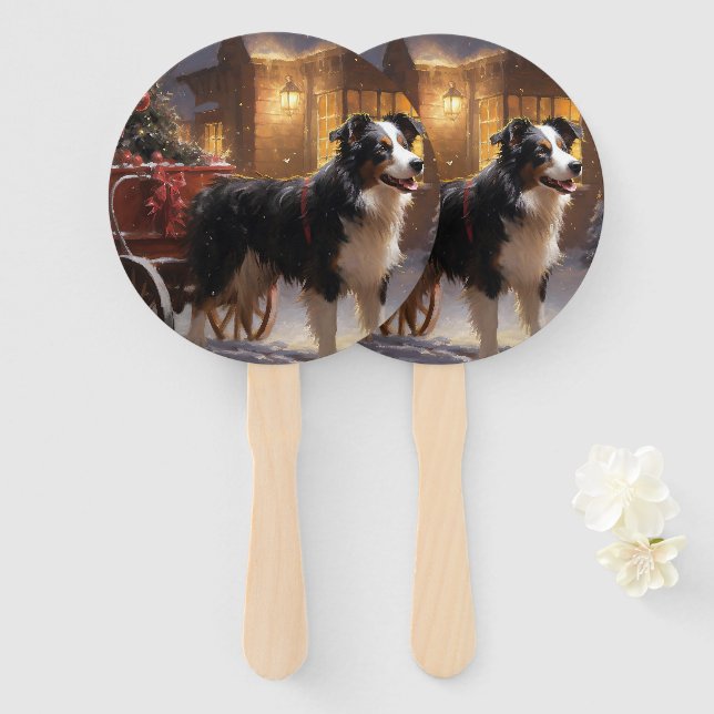 Border Collie Weihnachtsfeiertag Fächer (Vorne und Hinten)