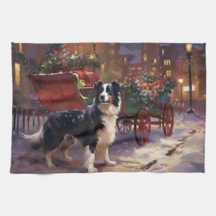 Border Collie Weihnachtsfeiertag Geschirrtuch