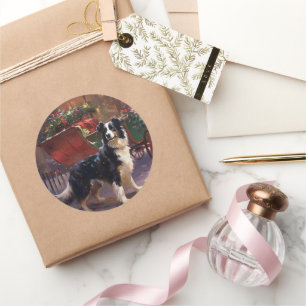 Border Collie Weihnachtsfest Saison Runder Aufkleber