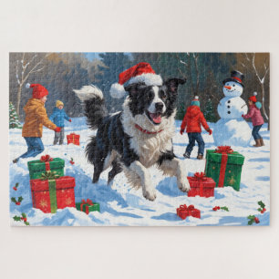 Border Collie Weihnachtsfestliche Schneeszene