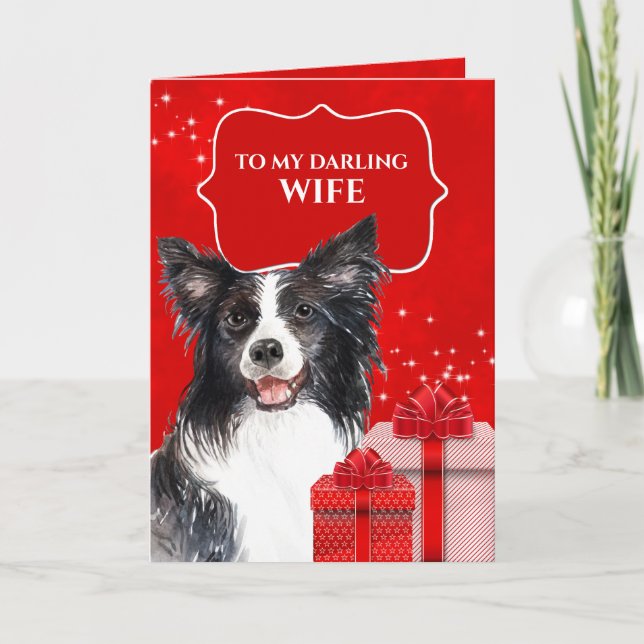 Border Collie Weihnachtsgeschenke mit Vers Karte (Vorderseite)