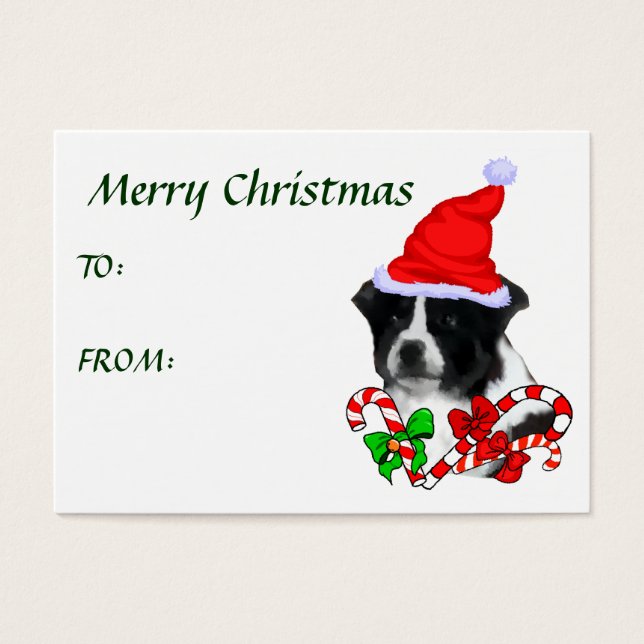 Border Collie Weihnachtsgeschenke Name Tags (Vorderseite)