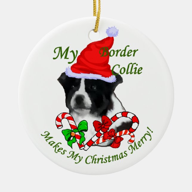 Border Collie Weihnachtsgeschenke Ornament (Vorne)