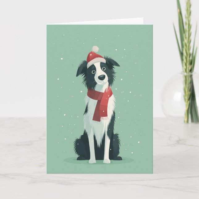 Border Collie Weihnachtsgruß Karte (Vorderseite)