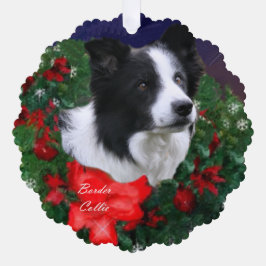 Border Collie Weihnachtsgrüße Ornament Karte