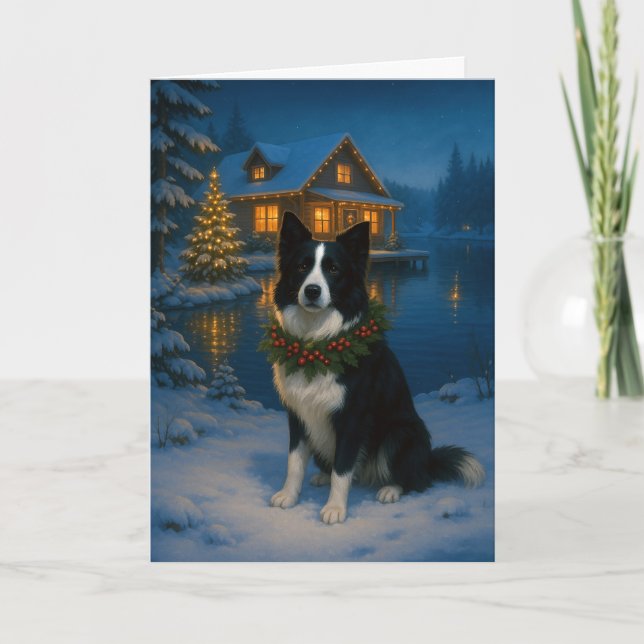 Border Collie Weihnachtskarte Feiertagskarte (Vorderseite)