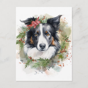 Border Collie Weihnachtsmann Festliche Jungfrau Postkarte