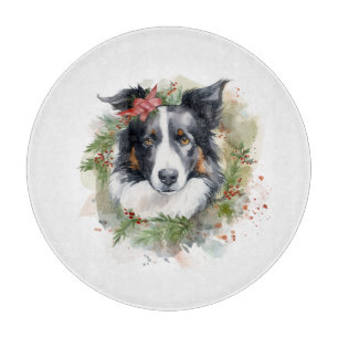 Border Collie Weihnachtsmann Festliche Jungfrau Schneidebrett