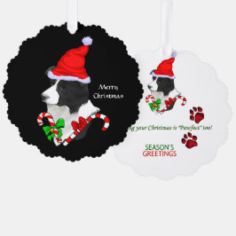 Border Collie Weihnachtsmannmütze Weihnachten Ornament Karte