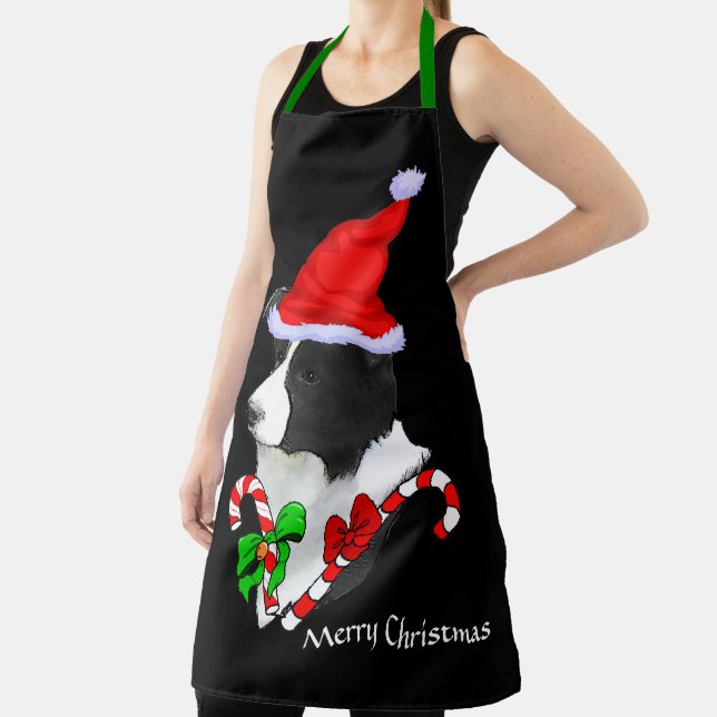 Border Collie Weihnachtsmannmütze Weihnachten Schürze (InSitu)